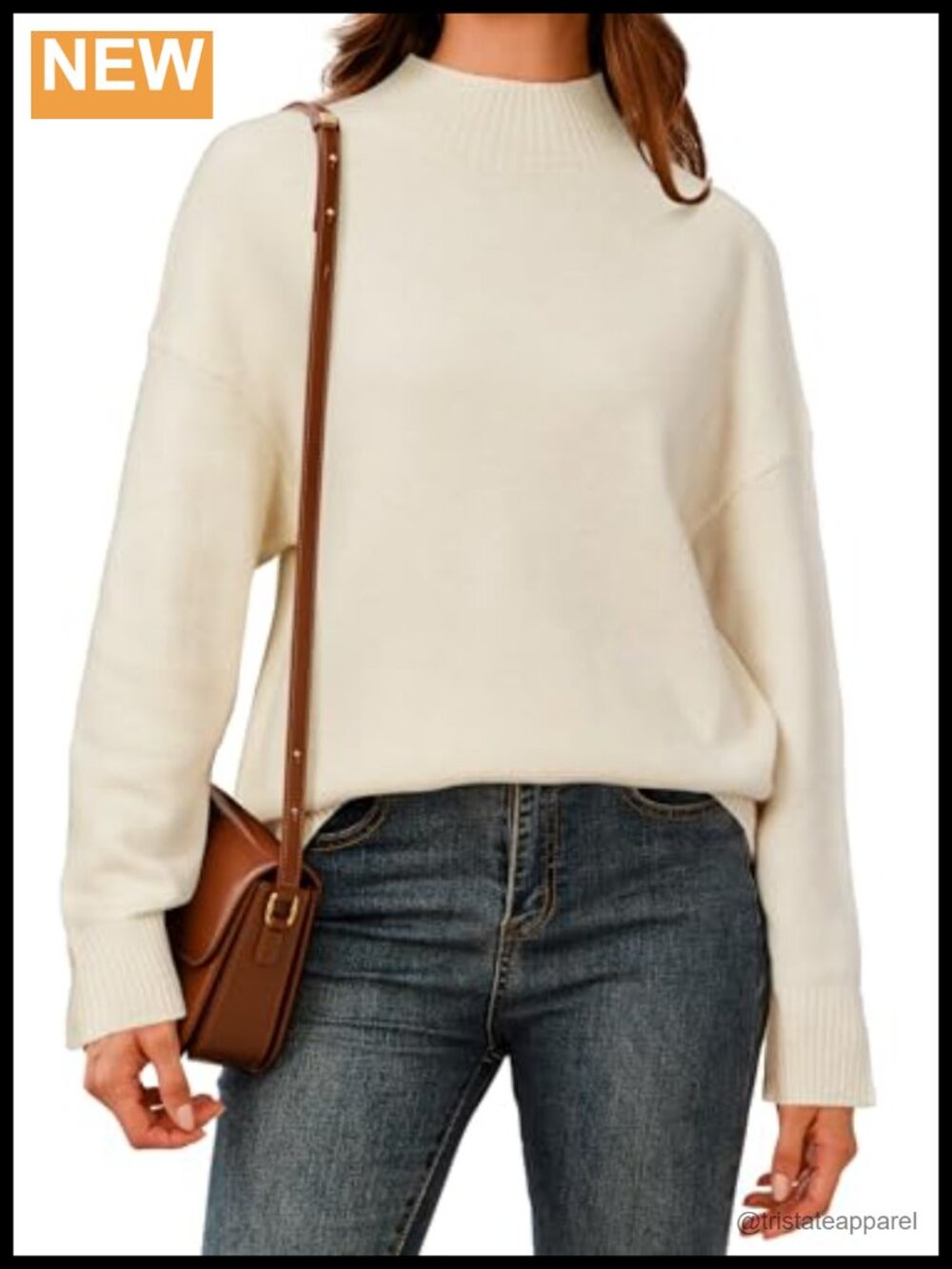 Wool Blend Oversized Mock Neck Soft Casual Fall Sweater